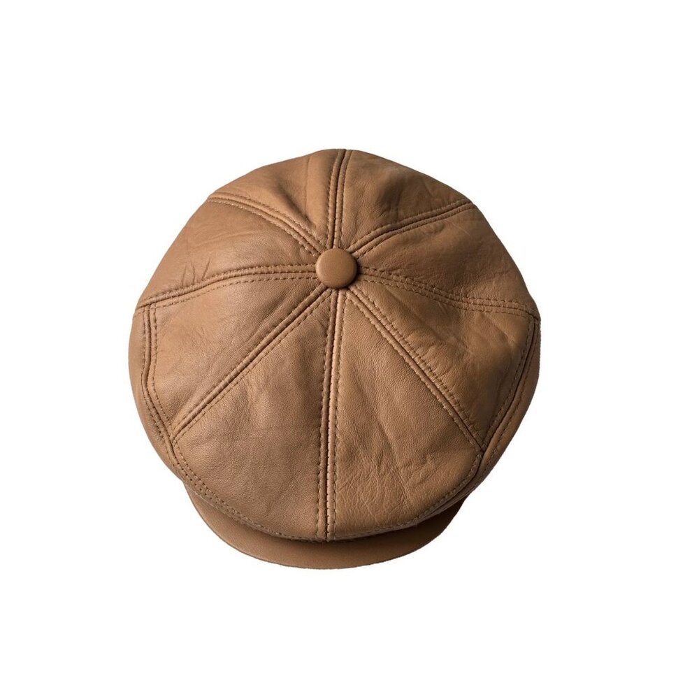 Leather Flat Cap | Real Sheepskin Leather Ivy Hat - Picture 4 of 6